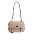 Beige Umhängetasche im Retro-Stil mit Lychee-Struktur und silbernem Drehverschluss - Khaki