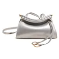 Sac à bandoulière argenté minimaliste avec finition métallique et anneau doré chic - Argent