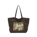 Dark brown canvas tote bag featuring Anubis Egyptian prints and GORGEOUS typography - Brown