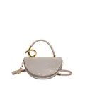 Chic champagne sequin handbag with unique gold metal buckle and leather handle - Gold