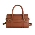 Sac à main en cuir marron grainé avec boucles dorées et bandoulière amovible - Marron