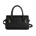 Sac à main classique noir à texture litchi et boucle dorée avec bandoulière réglable - Noir