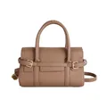 Sac à main marron avec texture litchi, boucle dorée et bandoulière réglable en cuir chic - Kaki