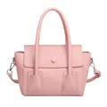 Sac à main rose pâle en cuir grainé avec poignées et bandoulière réglable - Rose