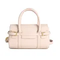 Sac à main bandoulière rose pâle avec texture lychee et boucles dorées - Blanc