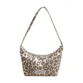 Silver metallic leopard print underarm bag with Sleeping Cat label and zip closure - Silver Leopard
