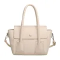 Sac à main chic blanc crème avec texture litchi et poignées pour femmes - Blanc