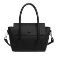 Sac à main noir classique en cuir grainé avec bandoulière réglable et crochets en métal - Noir