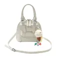 Borsa a mano bianca minimalista con ciondolo a gelato e tracolla regolabile - Con Ciondolo / Bianco Sporco