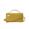 Bright yellow woven crossbody handbag with classic Intrecciato pattern and gold hardware - Yellow