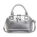 Fashionable silver shell-shaped crossbody bag with heart charm and metallic finish - Silver