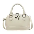 Sac à main blanc crème style bowling avec bandoulière et breloques cœur en métal - Jaune