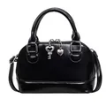 Sac à main noir brillant pour femme avec pendentifs en cœur et bandoulière chic - Noir