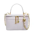 Light purple small chain bag with gold heart pendant and quilted metal adjustment ball - Purple