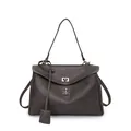 Sac à main rétro marron foncé avec fermoir en métal argenté et bandoulière réglable - Gris Éléphant