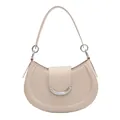 Minimalistische beige halve maan tas met een zilveren U-vormige metalen gesp - Khaki