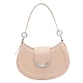 Sac sous le bras croissant rose clair élégant avec boucle en métal argenté et cuir lisse - Rose