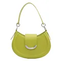 Sac sous le bras demi-lune vert citron avec détails argentés et fini cuir lisse - Vert Kiwi