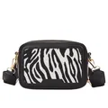 Zebra print crossbody square bag with black trim and gold hardware details - Zebra Black