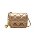 Mini sac à bandoulière matelassé or champagne avec chaîne et perle d'ajustement - Or