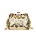 Pochette dorée à paillettes en forme de coquillage avec fermoir papillon - Or