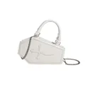 Gothic white coffin handbag with cross embossing and silver metal chain detail - White