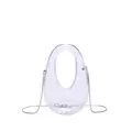 Bolso ovalado transparente de acrílico con cadena de metal plateado para mujer - Transparente