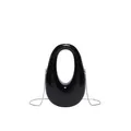 Bolso gota de acrílico negro brillante con asa ovalada y cadena plateada de hombro - Negro