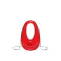 Bolso transparente rojo de acrílico con asa circular y correa de cadena plateada - Rojo