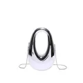 Bolso bandolera futurista de metal plateado en forma de huevo con acabado de espejo - Plateado
