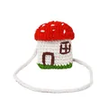Handmade crochet mushroom house shoulder bag with red polka dot cap and knit strap - Mushroom