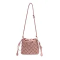 Sac seau en cuir tressé rose avec fermeture à cordon et bandoulière réglable - Rose