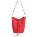Sac seau chic en daim rouge avec longue bandoulière et détail de cordon élégant - Rouge