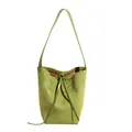 Sac seau mat vert avec texture en daim et fermeture à cordon pour femmes - Vert