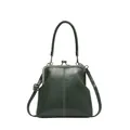 Sac docteur vert foncé vintage avec texture cuir ciré et fermoir métallique chic - Vert