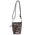 Sac seau chic à imprimé léopard avec plaque logo dorée et bandoulière en corde noire - Léopard Noir Or Sans Pendentif