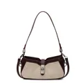 Bolso bandolera retro bicolor con ante acolchado y hebilla metálica de alta calidad - Blanco Roto