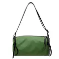 Bolso cilíndrico verde hierba impermeable con correa negra ajustable - Verde