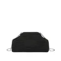 Bolso de mano negro de punto con cadena plateada y pliegues texturizados - Negro