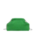 Bolso de mano tejido verde hierba con elegante cadena de metal plateada para mujer - Verde