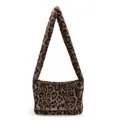 Bolso tote vintage de felpa con estampado de leopardo y correa ancha para otoño invierno - Estampado de Leopardo Gris
