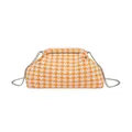 Bolso nube de moda con estampado de pata de gallo naranja y correa de cadena de plata - Amarillo