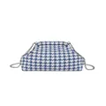 Bolso de pata de gallo azul y blanco con elegante cadena plateada para mujer - Azul