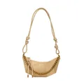 Bolso de media luna beige mate con cadena dorada y detalle de nudo en el asa - Caqui