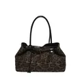 Bolso tote grande de leopardo para mujer con asas negras sobre fondo blanco limpio - Leopardo Café