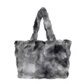 Bolso tote de piel sintética con patrón de mármol gris negro blanco de gran capacidad - Gris Azulado