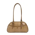 Sac bandoulière tissé marron clair avec texture rétro et lanières en similicuir spacieux - Marron