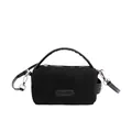 Bolso cilíndrico negro mate con herrajes dorados y parche con logo de PANTOR - Negro