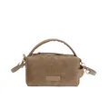 Bolso bandolera vintage marrón mate con asa y logo PANTOR sobre fondo blanco - Caqui