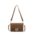 Bolso de hombro retro marrón en cuero mate con hebilla en C y correa ajustable - Marrón